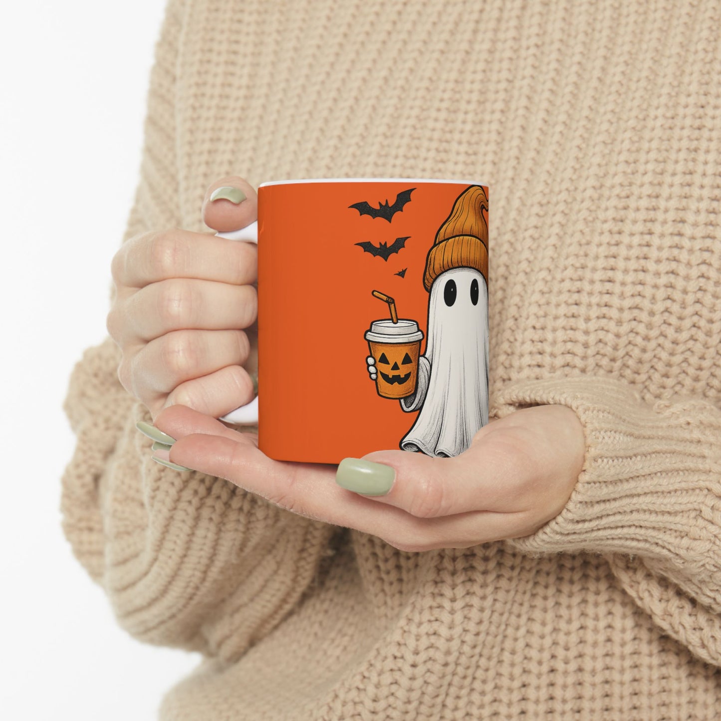 Spooky Ghost Halloween Mug - 11oz & 15oz Ceramic Coffee Cup