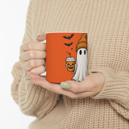 Spooky Ghost Halloween Mug - 11oz & 15oz Ceramic Coffee Cup