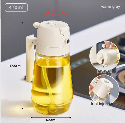 470ML 2-in-1 Glass Oil & Vinegar Sprayer for Cooking, BBQ, and Air Fryer