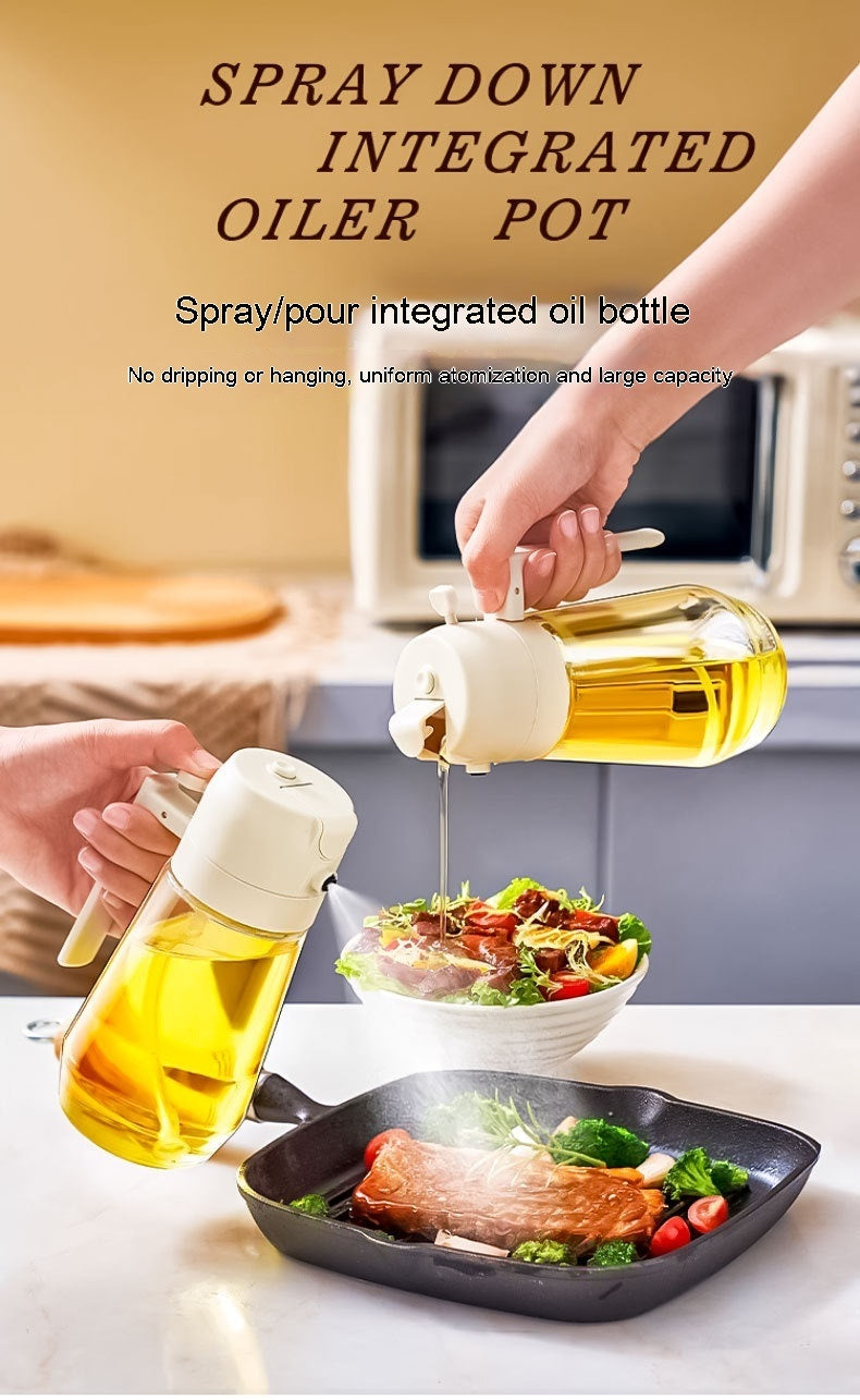 470ML 2-in-1 Glass Oil & Vinegar Sprayer for Cooking, BBQ, and Air Fryer