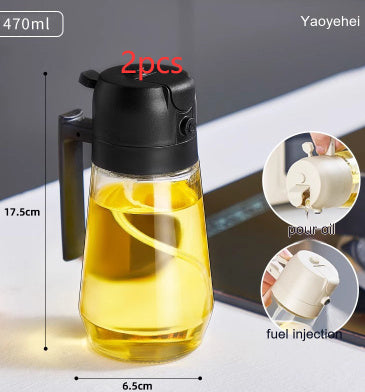 470ML 2-in-1 Glass Oil & Vinegar Sprayer for Cooking, BBQ, and Air Fryer